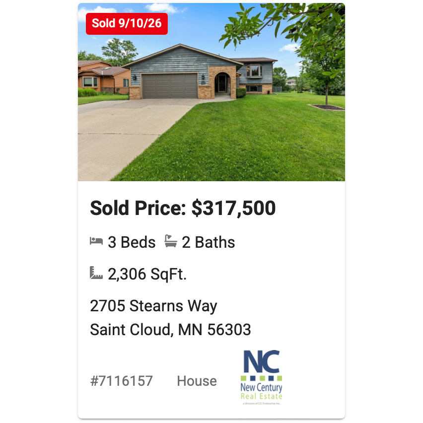 SOLD 2705 Stearns Way, Saint Cloud, MN 56303