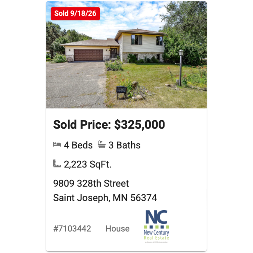 9809 328th St Saint Joseph MN Sold
